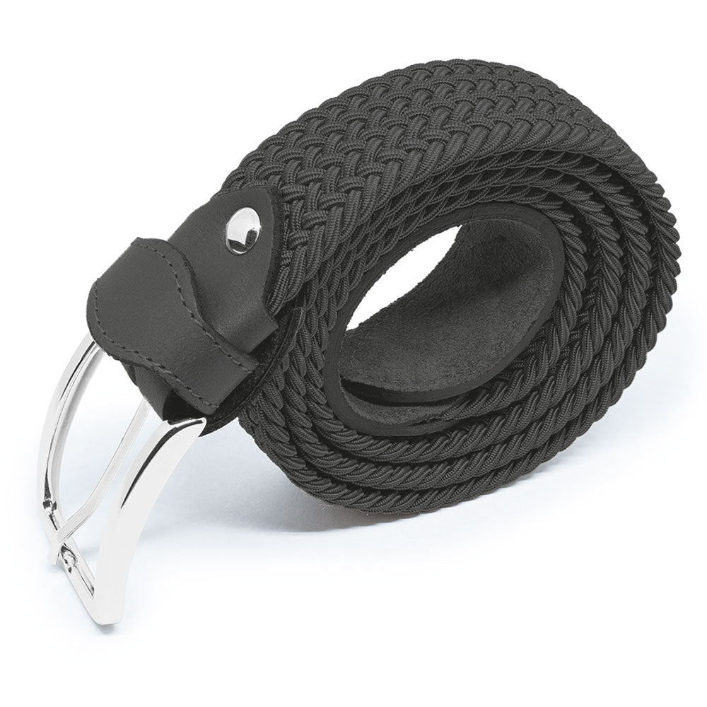 Italian Black Elastic Braided Belt
