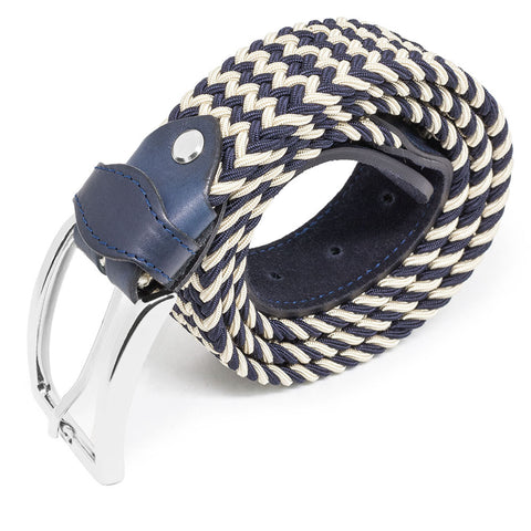 Italian Marine Blue Elastic Braided Belt