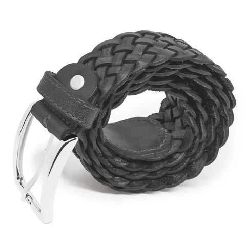Italian Black Elastic Braided Belt